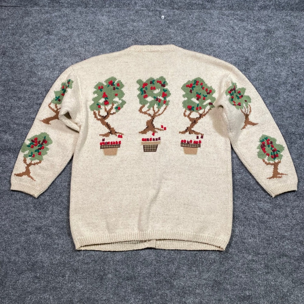 Casey's of Williamsburg Vintage Apple Orchard Knit Cardigan Cream Large L - Picture 2 of 8